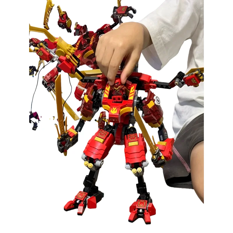 

Робот-меха из серии Ninja с двойными красными лезвиями, серия 71812, аксессуары для рождественских встреч друзей, детские подарки, 623 детали