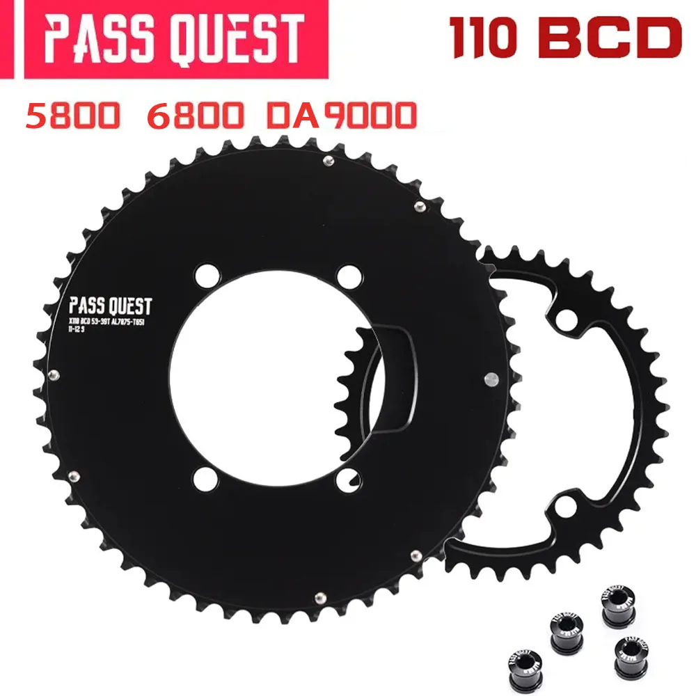 

PASS QUEST 110bcd Chainring 4 Claws for Shimano 5800 6800 DA9000 Double Chainring Road Bike 48/35T 50/34T 52/36T 53/39T 54/40T