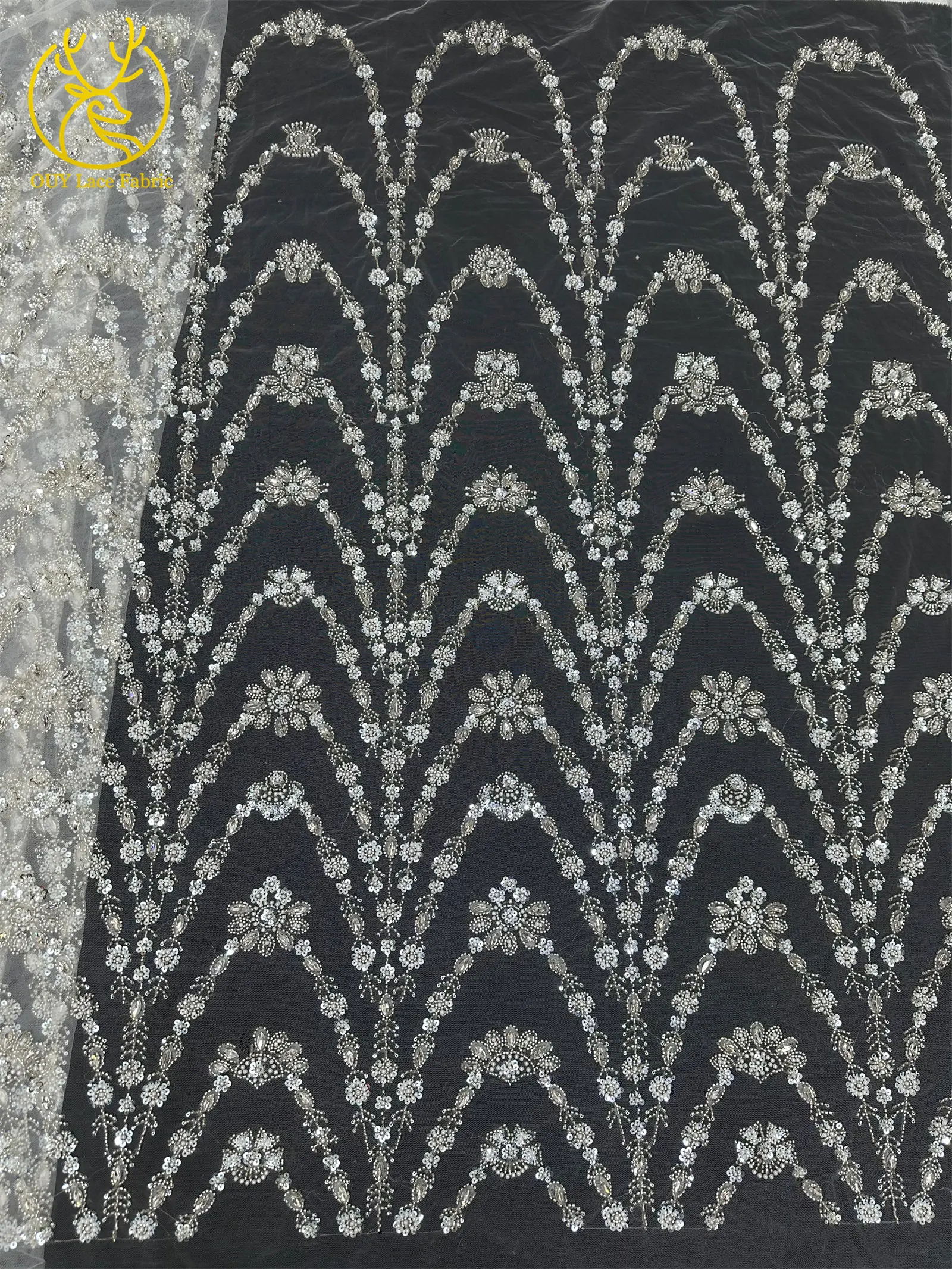 Neueste Afrikanische Luxus-Steinspitze 2026, 5 Yards Hochwertiger Französischer Perlen-Pailletten-Spitzenstoff für Nigerianische Hochzeitskleider – Detail 23