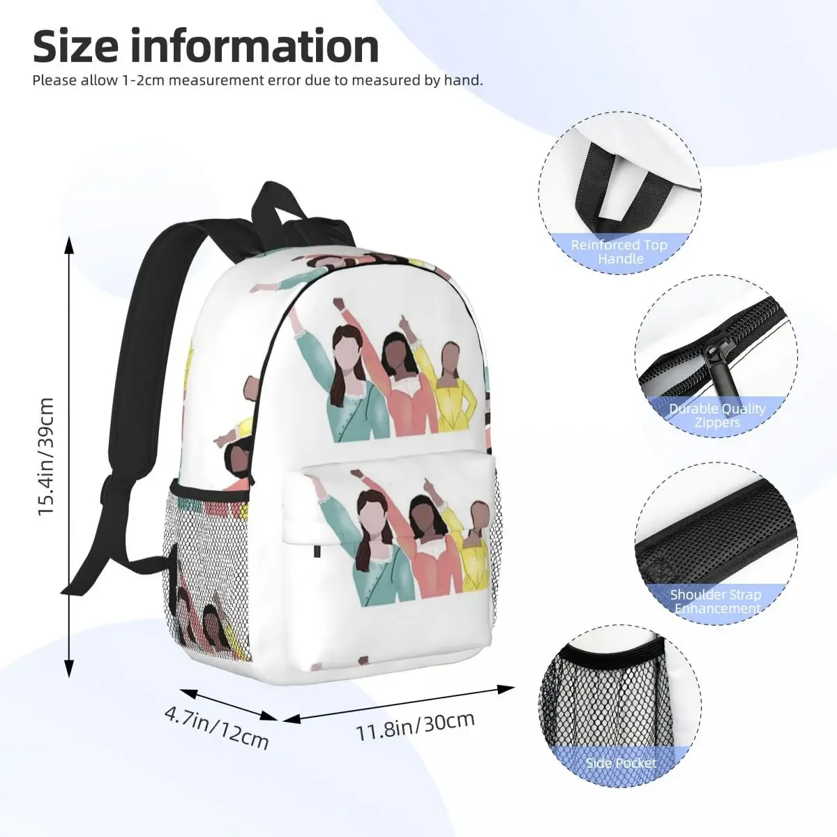 Schuyler Sisters Backpacks Teenager Bookbag Cartoon Students School Bags Travel Rucksack Shoulder Bag Large Capacity