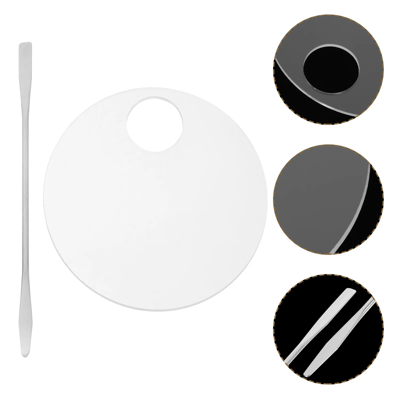 2 Juegos de Paletas de Mezcla de Maquillaje, Paleta Acrílica, Espátula, Bandeja para Mezclar Esmalte de Uñas y Base, Herramienta de Maquillaje para Artistas