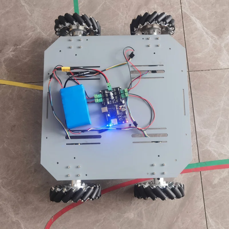 Nouveau chariot à roue métallique Mecanum robuste de 70kg, roue omnidirectionnelle, moteur 24V, Robot Mobile, châssis métallique pour projet de recherche