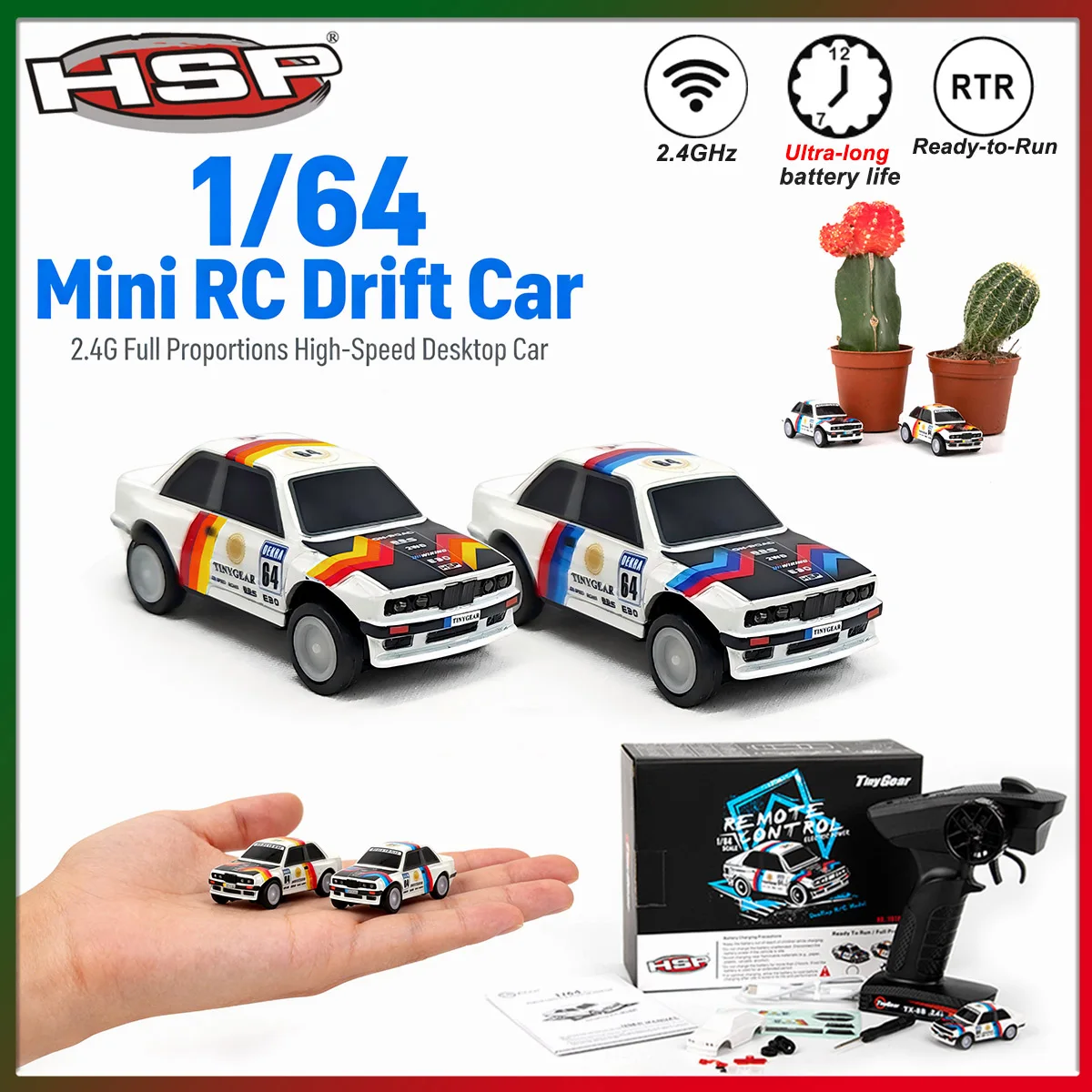 

1/64 RC Racing Car HSP TinyGear 2.4GHz Full Proportions High Speed Remote Control Mini Drift Car Desktop Model Toys for Beginner