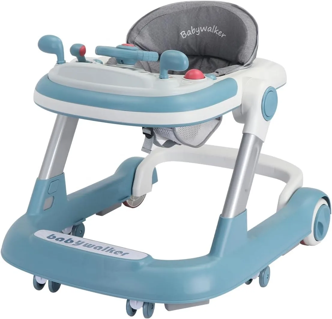 2-in-1 loopstoeltje, peuter baby loopstoeltje met verwijderbaar voerbakje en muziekbakje (zonder batterij), opvouwbare loopstoeltje