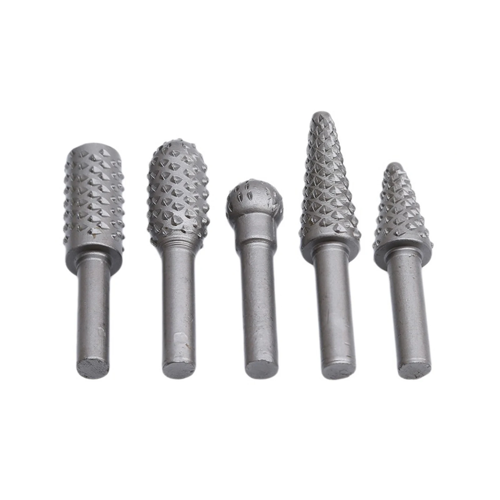 

5 PCS Rotary Burr Rasp Wood Plastic Carving File Woodworking Drill Bit 1/4-inch Round Shank Chisel Embossed Deburring Polishing
