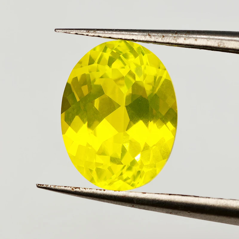 YAG Stones Canary Yellow Oval Cut Strong Fluorescence Yttrium Aluminium Garnet Loose Gemstone for Jewelry Making