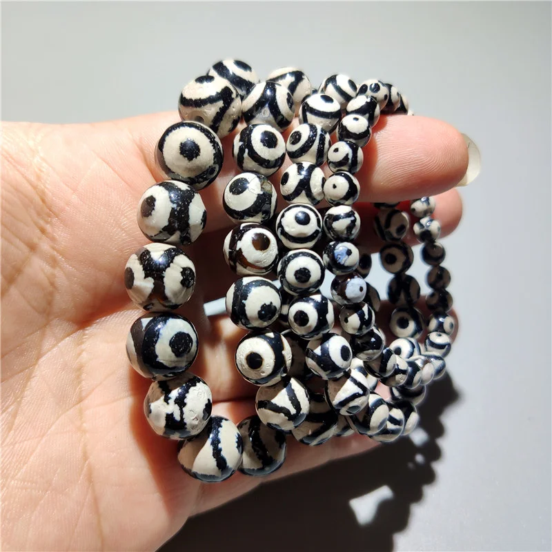 Natural Tibetan Latian Bead One-eye First-line Pharmacist Sky-eye Silk Agate Men's Bracelet Single-loop Women's Bracelet