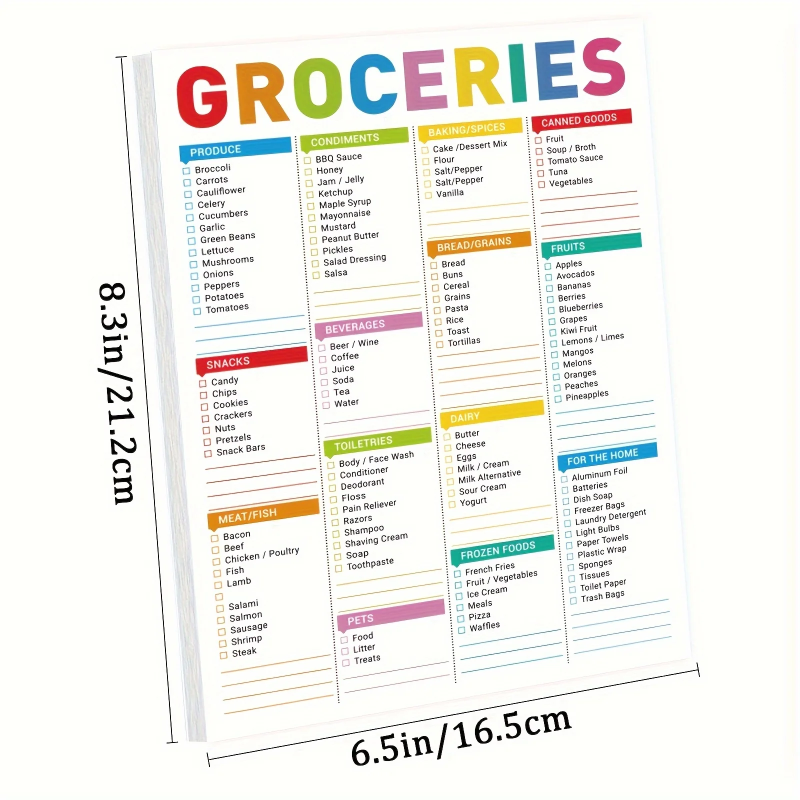 Color-Coded Grocery List Magnet Pad,Common Food for Fridge and Blank Grocery Shopping Spaces for Home