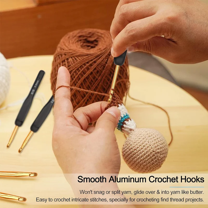8/9/14Pcs Black Crochet Hooks Colorful Ergonomic Handle Crochet Hooks Set For Arthritic Hands Comfortable Smooth Crochet Needles
