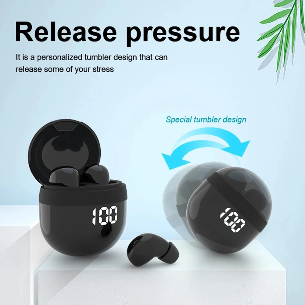 SK18 Mini Invisible Headphones Wireless Bluetooth 5.3 Headphones Bass Sleeping Headphones with Microphone Noise Cancellation HD