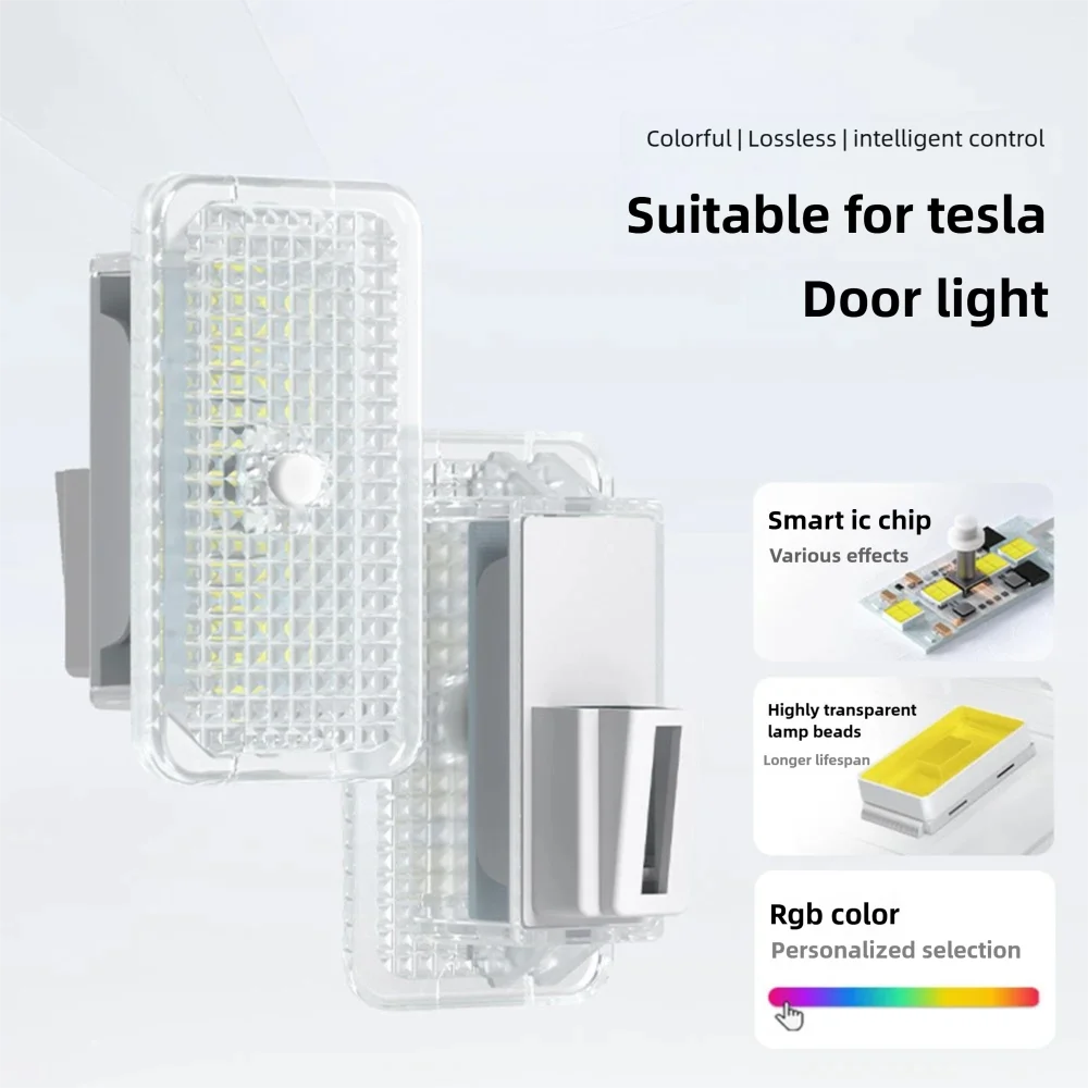 2PCS HD Laser For Tesla Logo Car Door Welcome Light Fit Model 3 S X Y Custom Projection Lamp Car Accessories