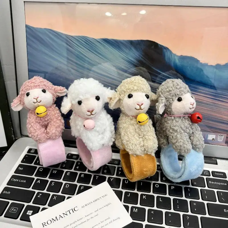 Cute Sheep Plush Slap Bracelet Lovely Lamb Wrist Decor 2027 New Year Present for Kindergarten Activity Rewards
