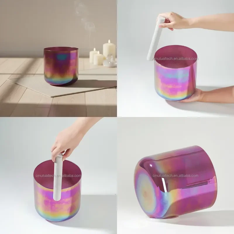 

【CHIMU HOME】 Clear Crystal Singing Bowl Sound Healing Instrument with Bag Customized Tones for Meditation Crystal Healing
