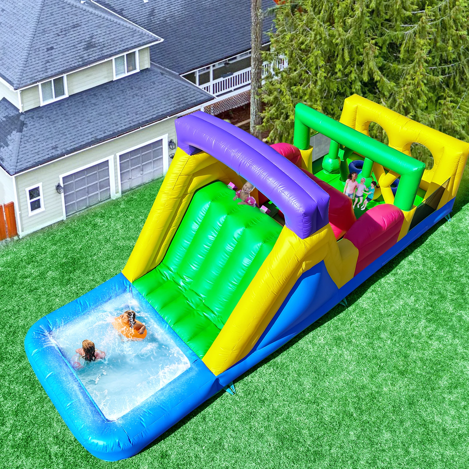 

6.7x2.4x2.5m Children's Toys Commercial Inflatable Obstacle Bounce Castle Bouncy House Blower Children's Playground