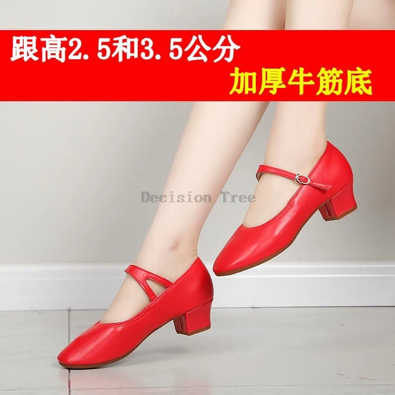 2025 retro fashion women latin dance shoes thick-heeled adult women low and mid-heeled soft-soled latin dance performance shoes
