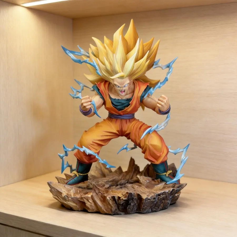 

Dragon Ball Super Saiyan 3 Goku Statue Action Figure Angry Form Decoration Model Collectible Toy 28cm Anime Fans Gift