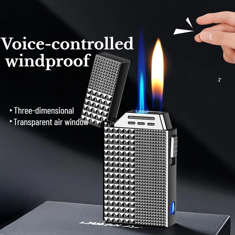 

Voice-controlled Double-fire Paris Nail Retro High-end Smart Lighter Gas-electric in One Metal Wear-resistant Cigarette Lighter