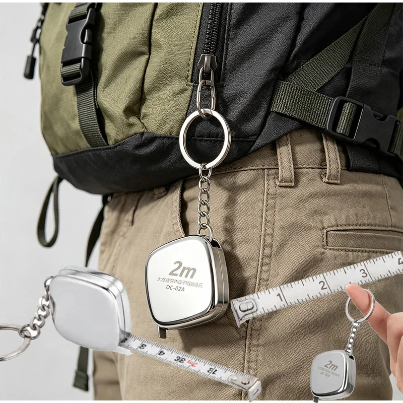3/5pcs Retractable Tape Measure Keychain 2m Stainless Steel Precision Pocket Ruler with Auto Return Compact Measuring Tool