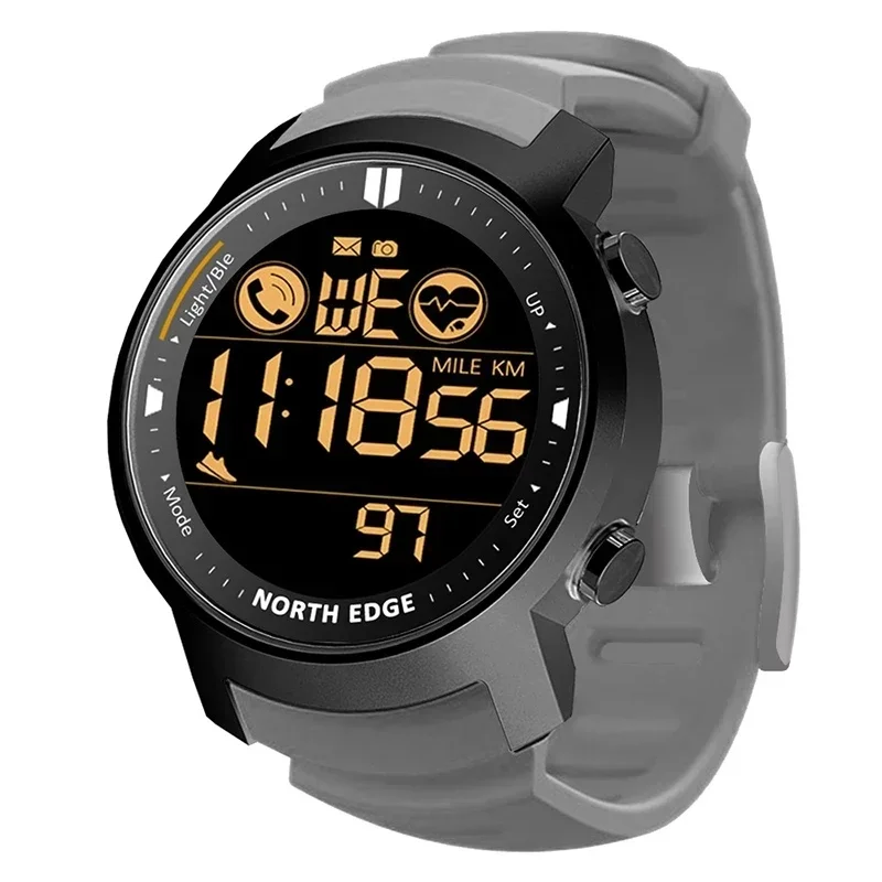 Men\'s Digital Watch Military Waterproof 50M Running Sports Pedometer Watch Heart Rate Wristband Android IOS