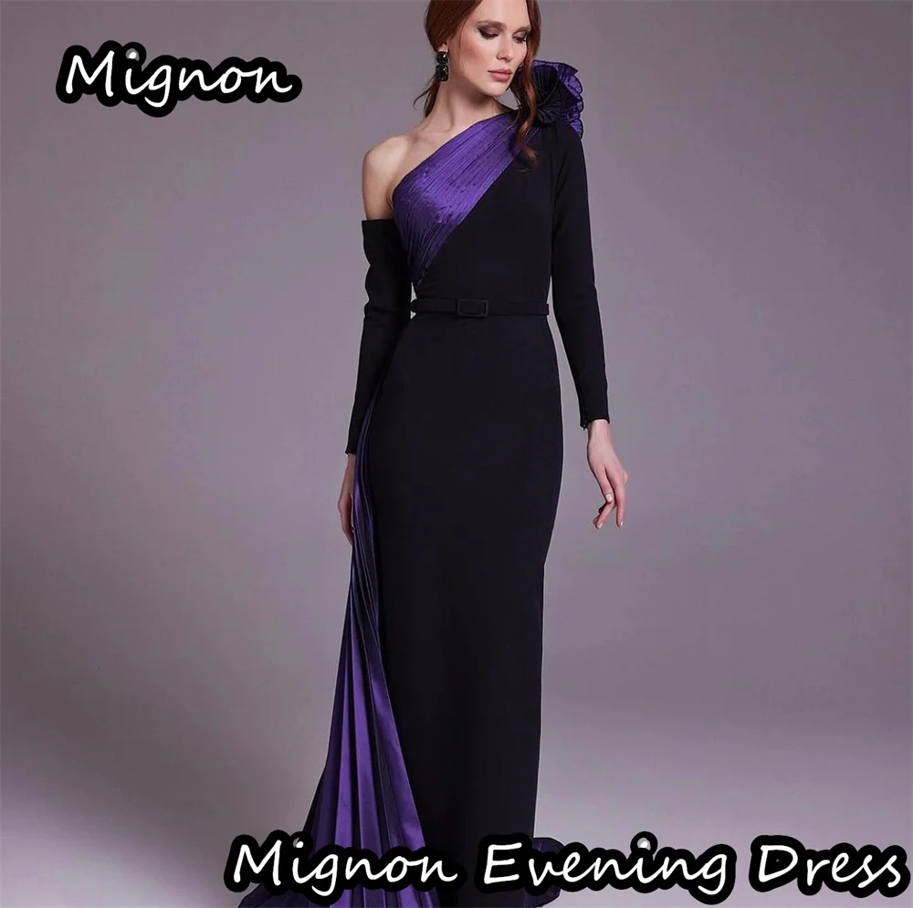 Mignon-sereia crepe pregas de um ombro vestido de baile formal até o chão, vestido de noite luxuoso, elegante vestido de festa feminino 2024