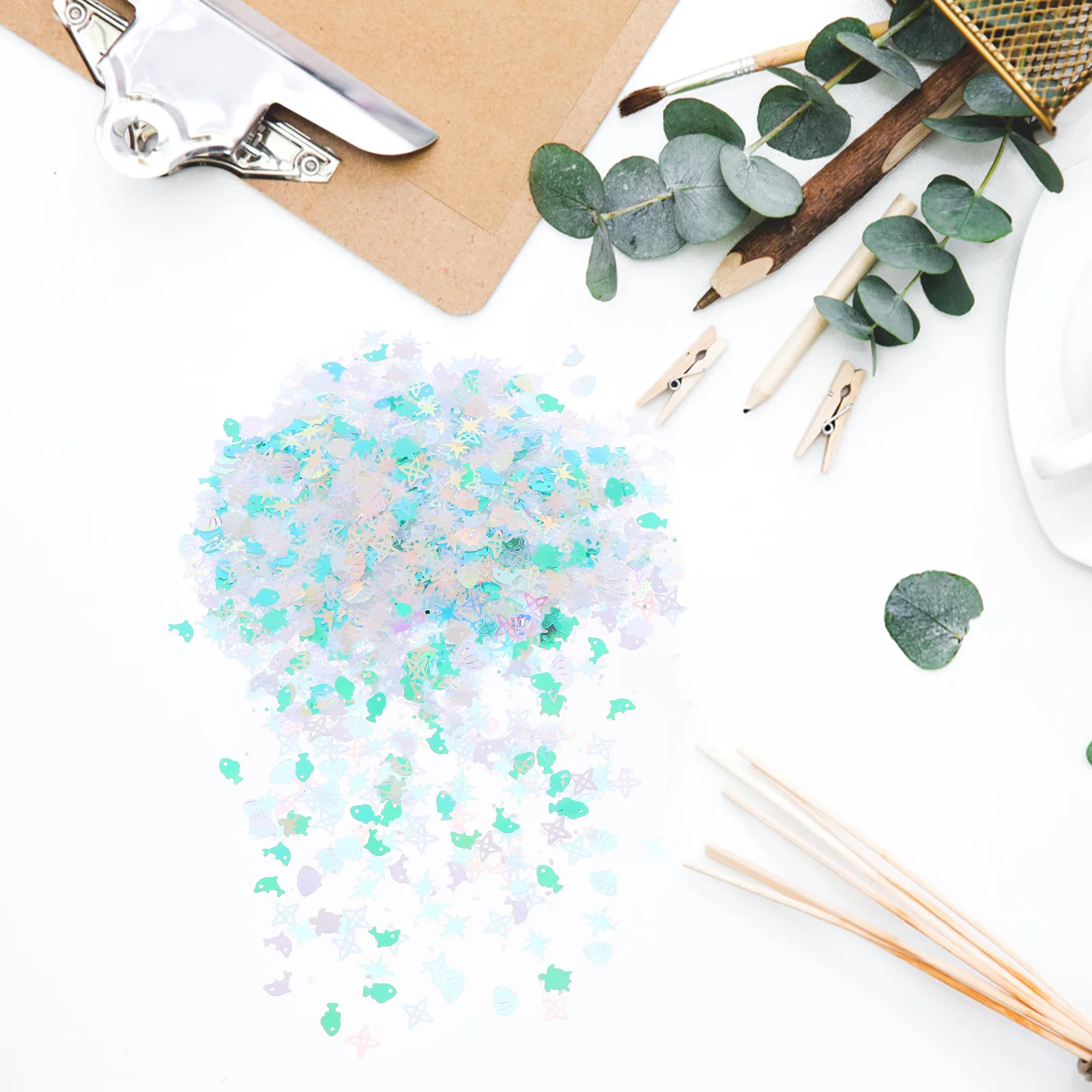 

Creative Diy Filler Sequins 2 Bags Sea Style Pvc Craft Accessories Miniature Decorative Sequins For Clothing Bracelet Making