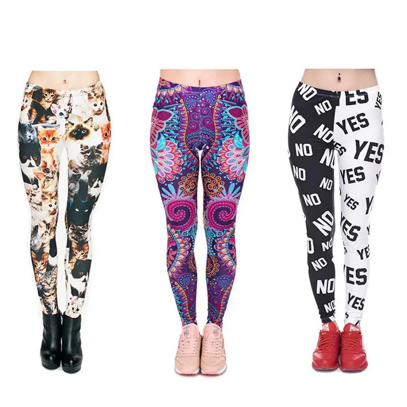 

Women's Printed Leggings 9 Inch Yoga Outerwear Pants Thin Polyester Fiber Base Layer Trousers Summer Collection