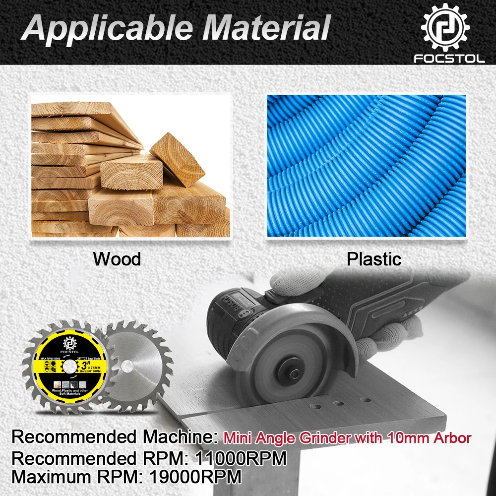 FOCSTOL TCT Cutting Disc Diameter 75/85mm Mini Saw Wood Working Saw Blades Plastics Saw Blade Wood Composites Cutting Disc