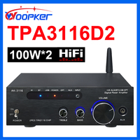 Woopker Sound Amplifier TPA3116D2 RMS 100W*2 Mini HiFi Stereo Bluetooth Audio Amplifier 2 Channel BT5.3 for Home Theater Karaoke