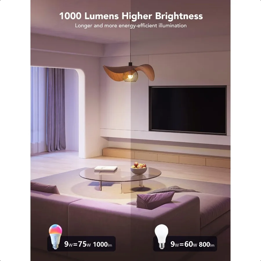 Bombillas LED inteligentes, 1000LM, bombilla que cambia de Color, WiFi, Bluetooth, funciona con Alexa y asistente de Google regulable