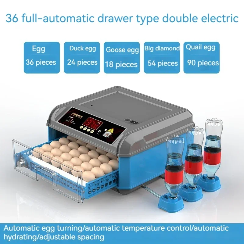 Incubator Small Home Automatic Intelligent Egg Turning Parrot Chicken Duck Goose Pigeon Incubator 36/48 Eggs Brooder