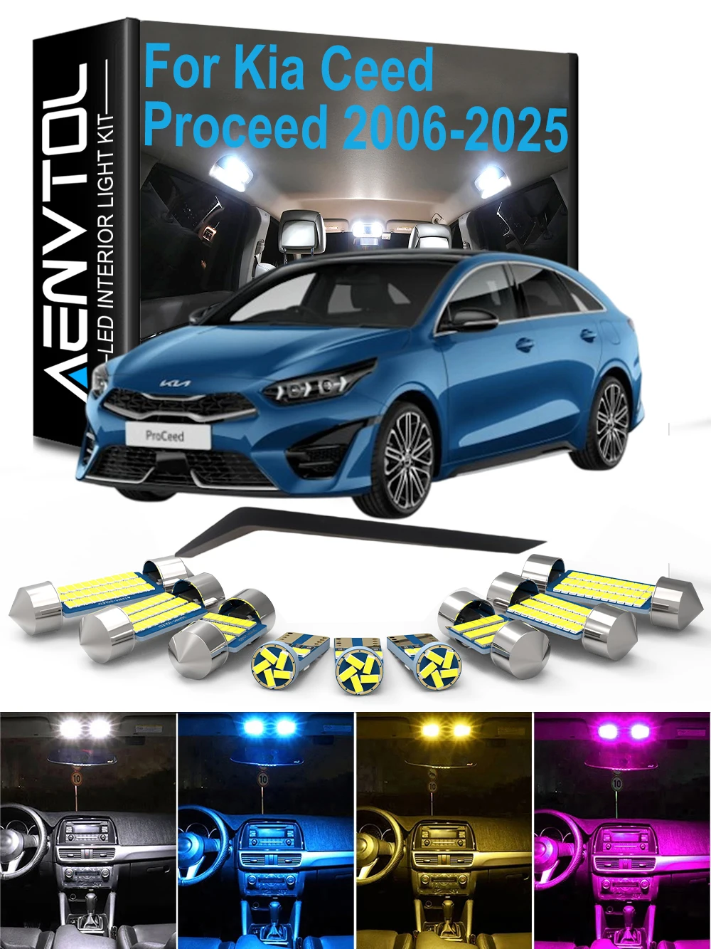 LED Interior Dome Reading Map Light Bulb Kit For Kia Ceed Proceed Hatchback SW 2006 - 2018 2019 2020 2021 2022 2023 2024 2025