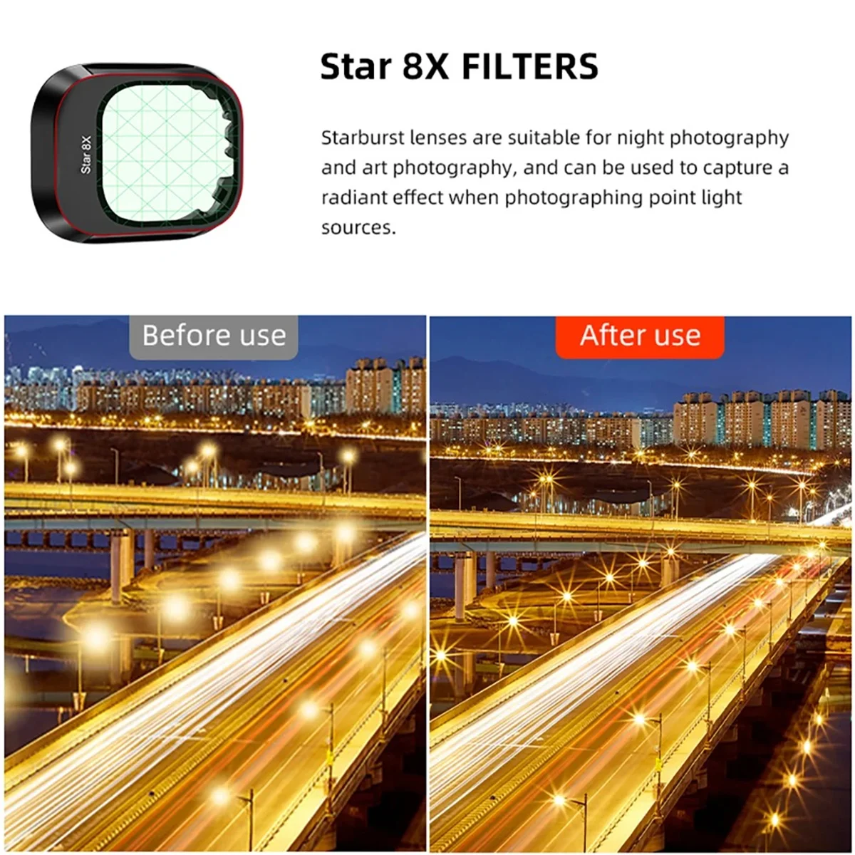 【قسيمة مستخدم جديدة!】مرشح العدسة بإطار من سبائك الألومنيوم ومرشحات زجاجية بصرية Star 8X ملحقات طائرة بدون طيار متوافقة مع DJI Mini 4 Pro