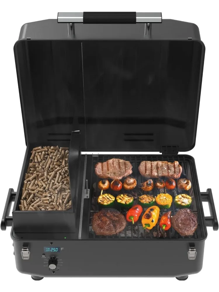 200A Portable Wood Pellet Grill & Smoker Tabletop Wood Pellet Smoker with PID V2.0 Controller Meat Probes 202 sq.in Cooking Area