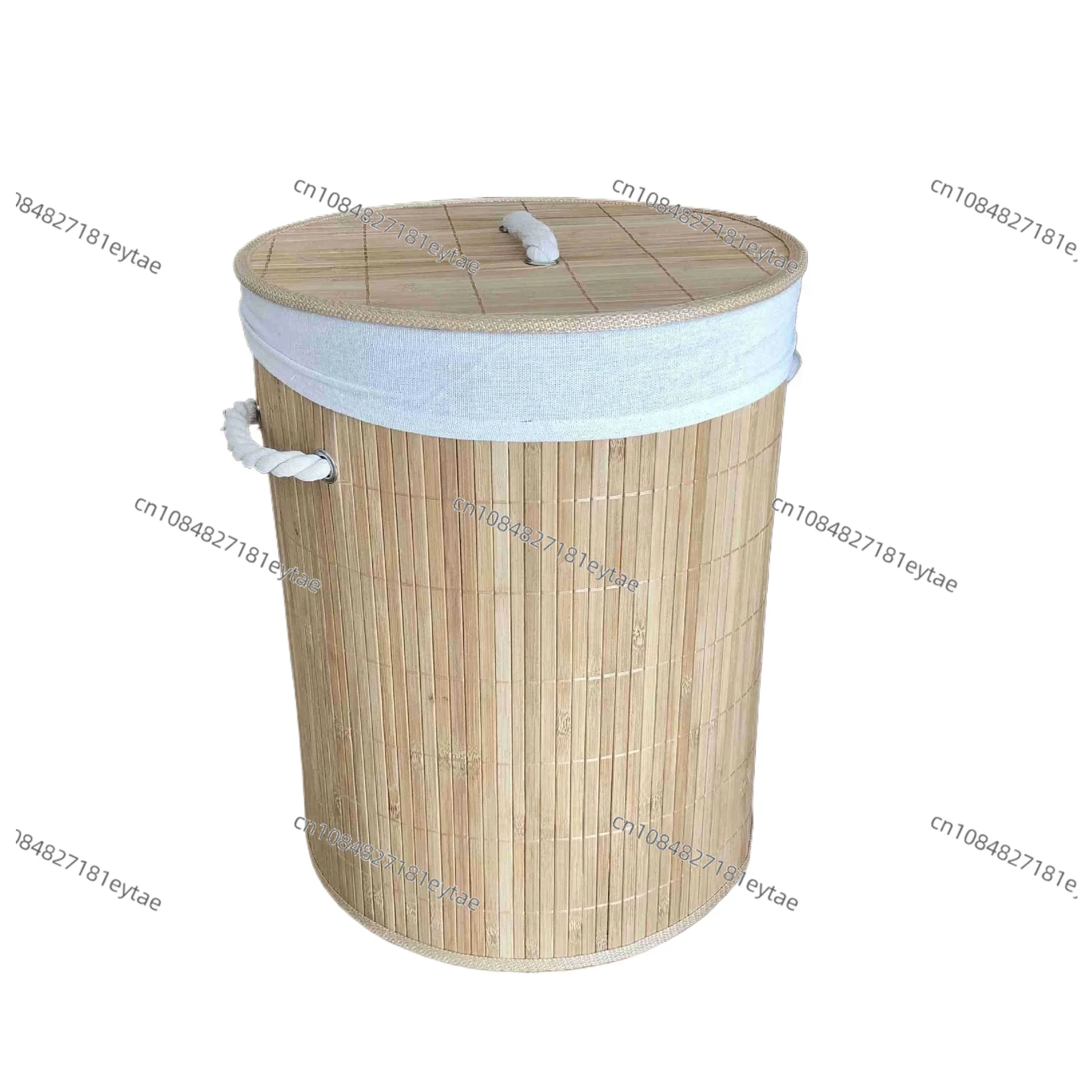 

Двойная корзина для белья с крышкой, круглая бамбуковая складная корзина для грязной одежды