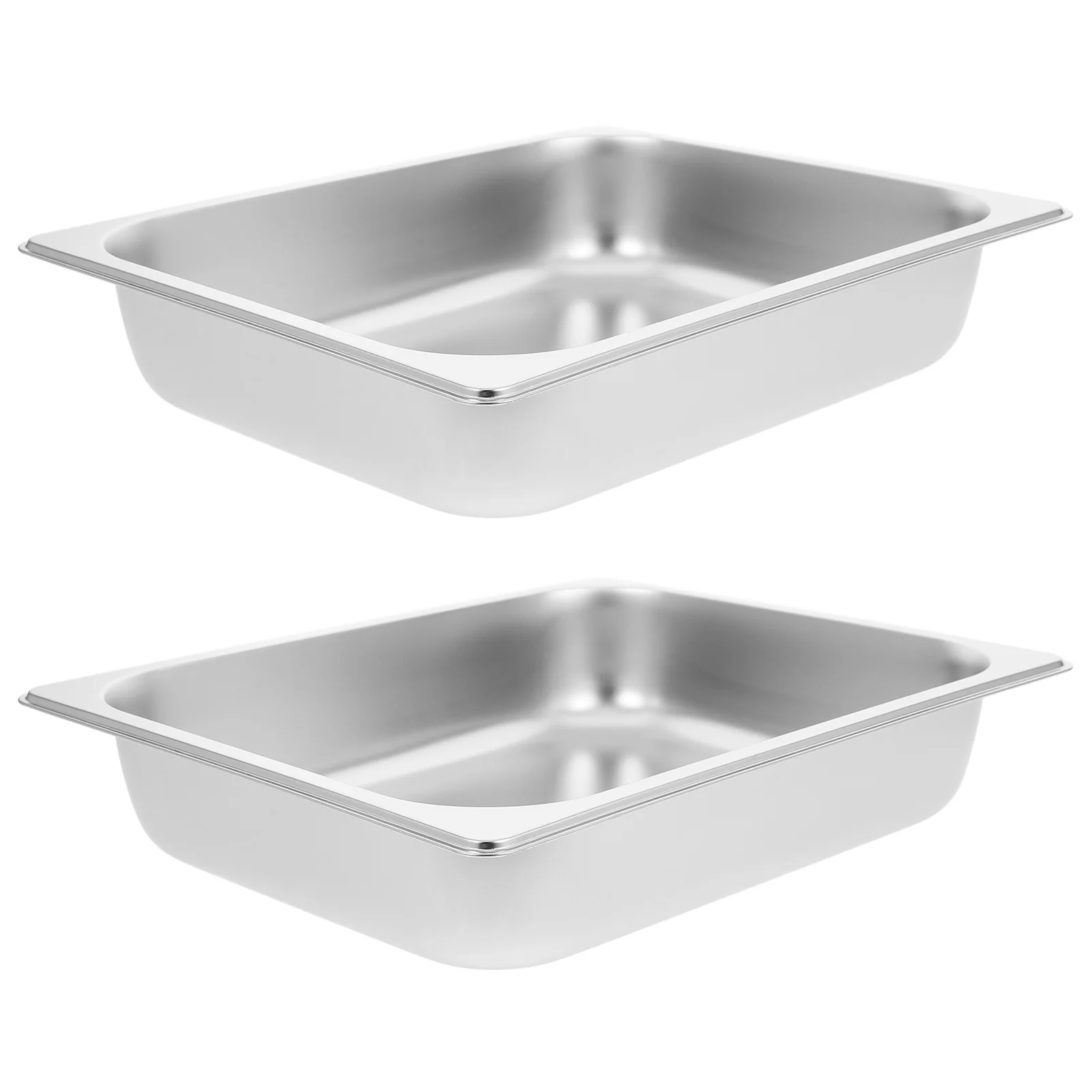 

2Pcs Stainless Steel Steam Table Pan Hotel Catering Buffet Party Food Warmer Rectangular Restaurant Pan Chafing Dish Pans