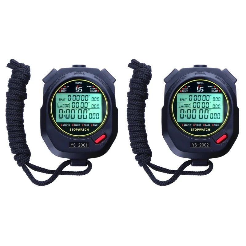 Stopwatch Sport Timer Lap Split Stopwatch with Clock Calendar Alarm, Shockproof