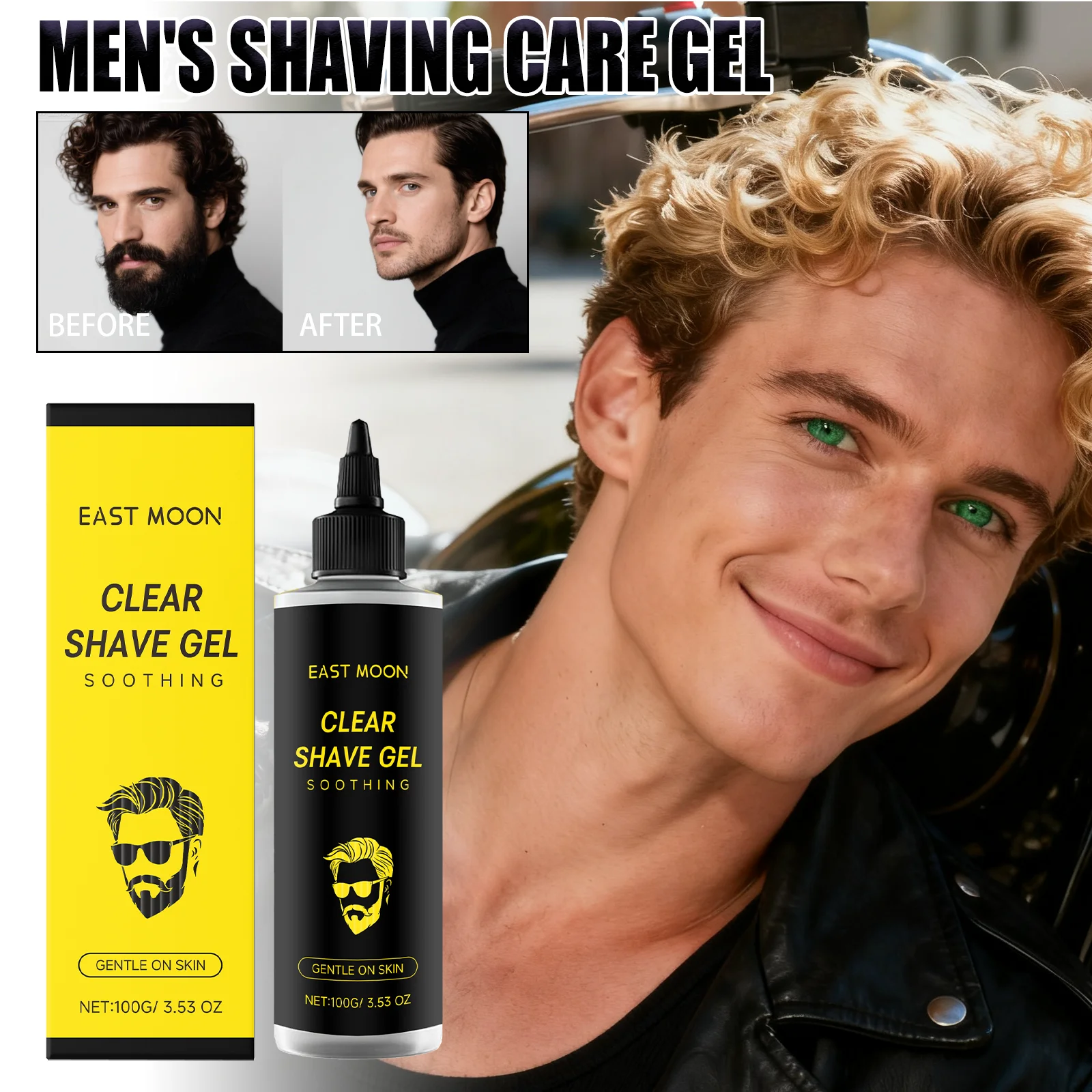Men's Shaving Gel 100ml Transparent Shave Aid With Licorice Extract and Vitamin E For Soothing Skin & Precise Lines Non