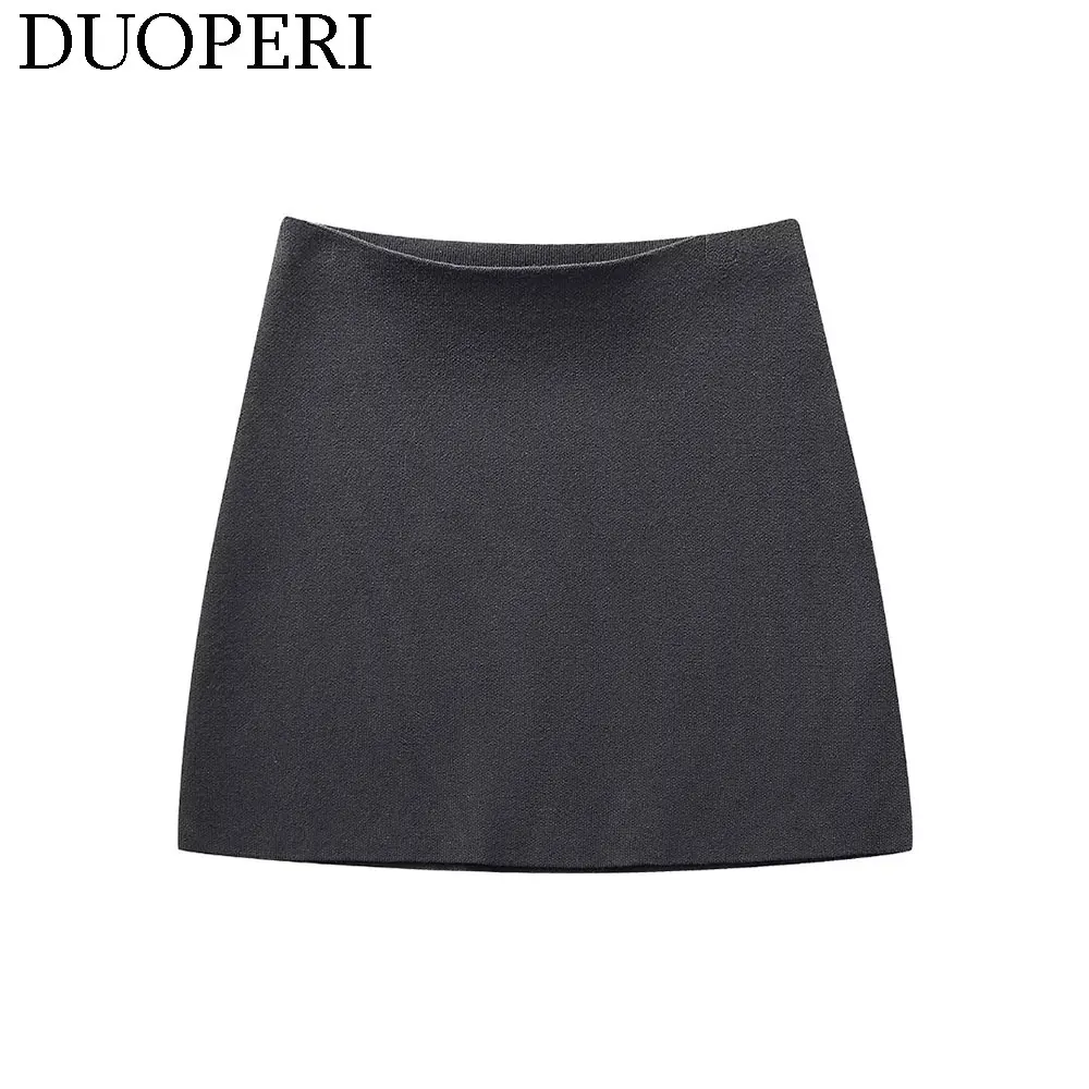 DUOPERI Women Fashion 2 Pieces Sets Knit Coat and Mini Skirt Female Chic Lady Tops Outwear and Skirt Coordinates