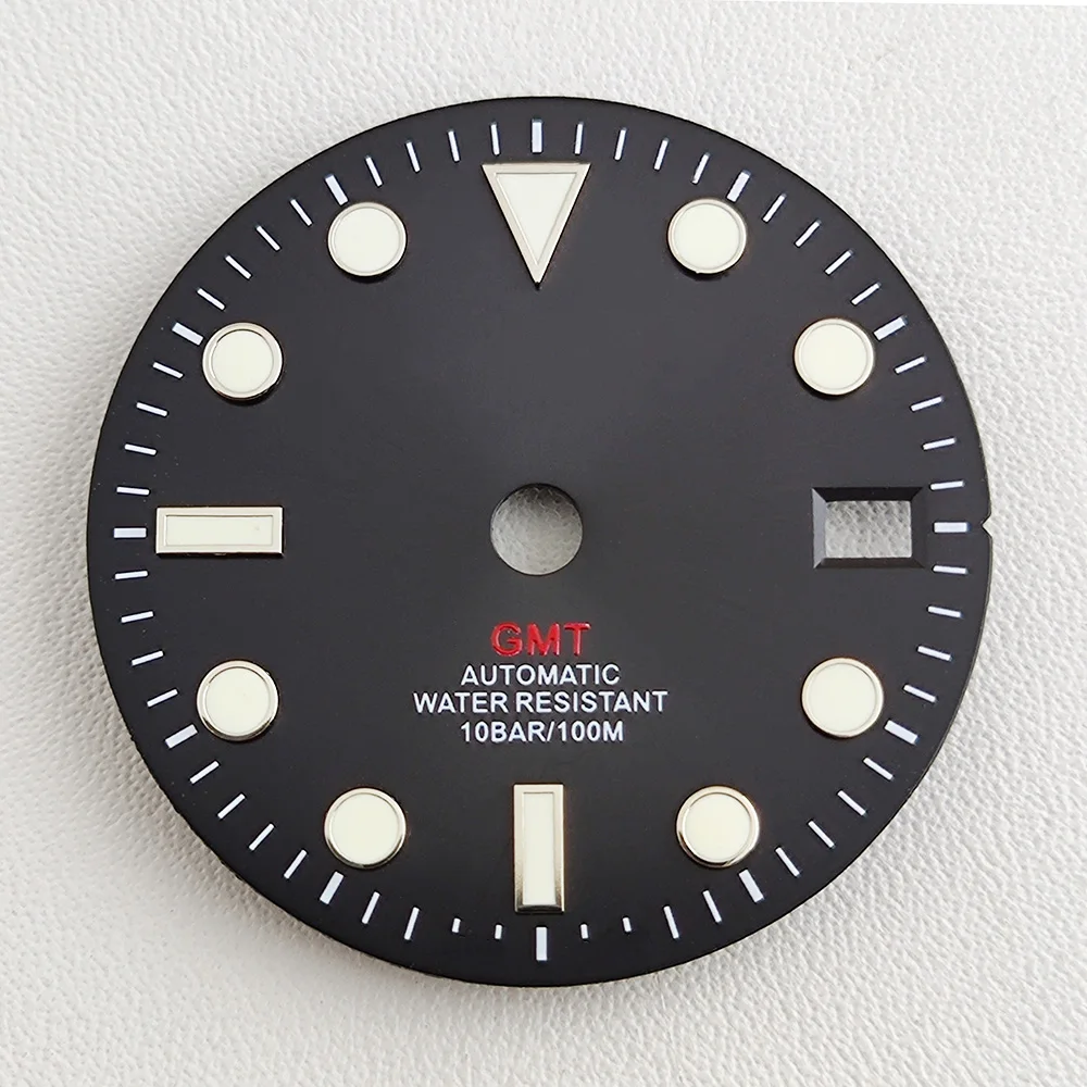 NH34 dial 29mm GMT Four Hands Green Luminous S Dial for NH34 Movement Modified Dials Replacement Watch parts