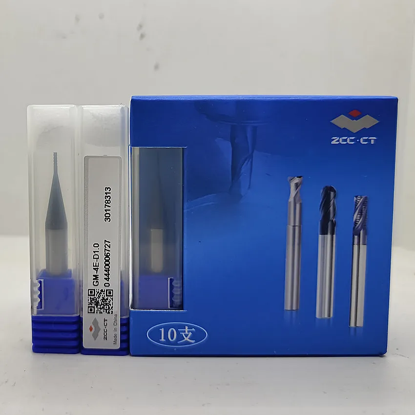 

GM-4E-D1.0 ZCC.CT CNC Four flute Flat head tungsten steel end mill GM-4E 45 ° 4 Flute Flat end mill Φ1.0*6.0*3*50 4T End Mill