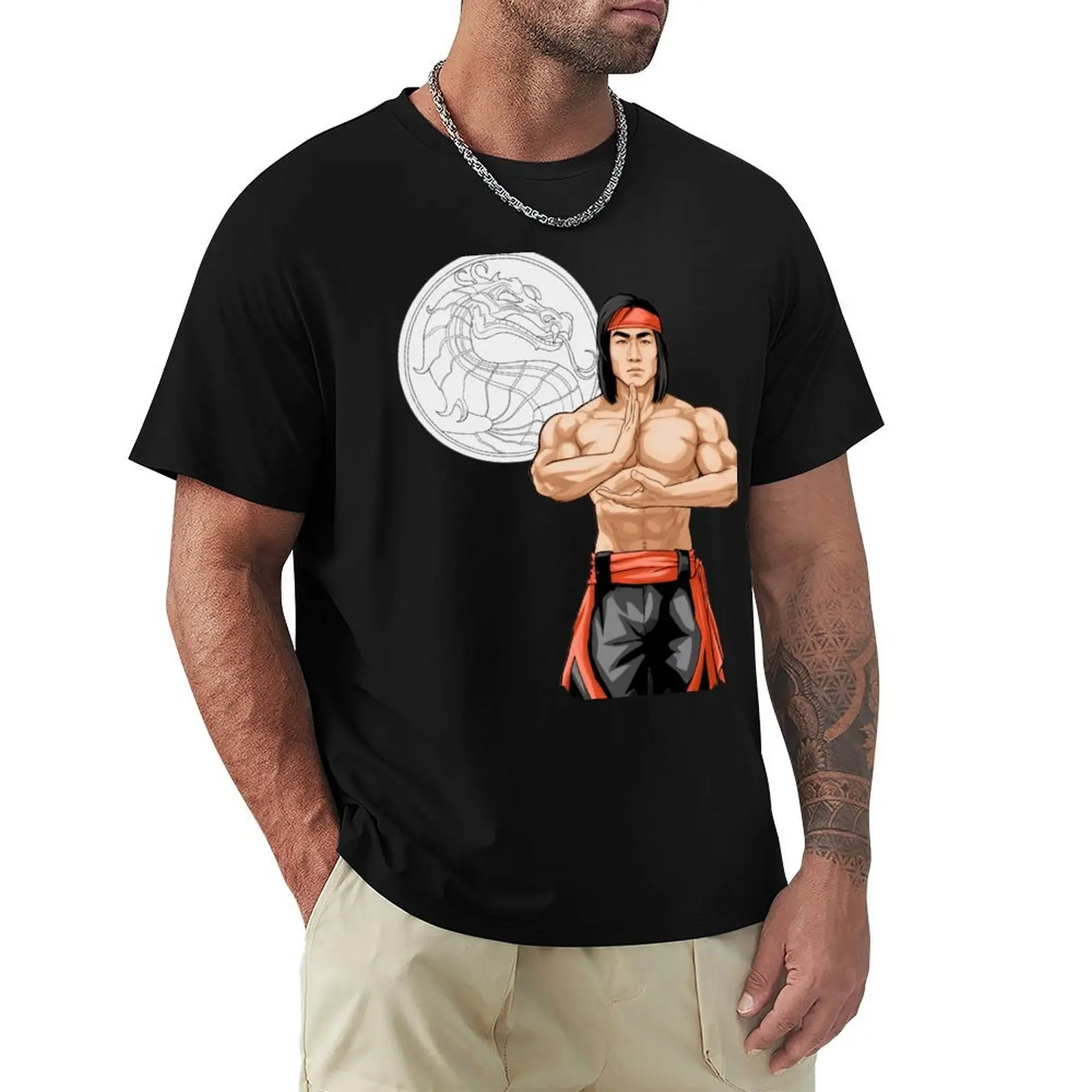 

Liu Kang Shaolin Monk T-Shirt Basic Solid Color Short Sleeve Cotton Top