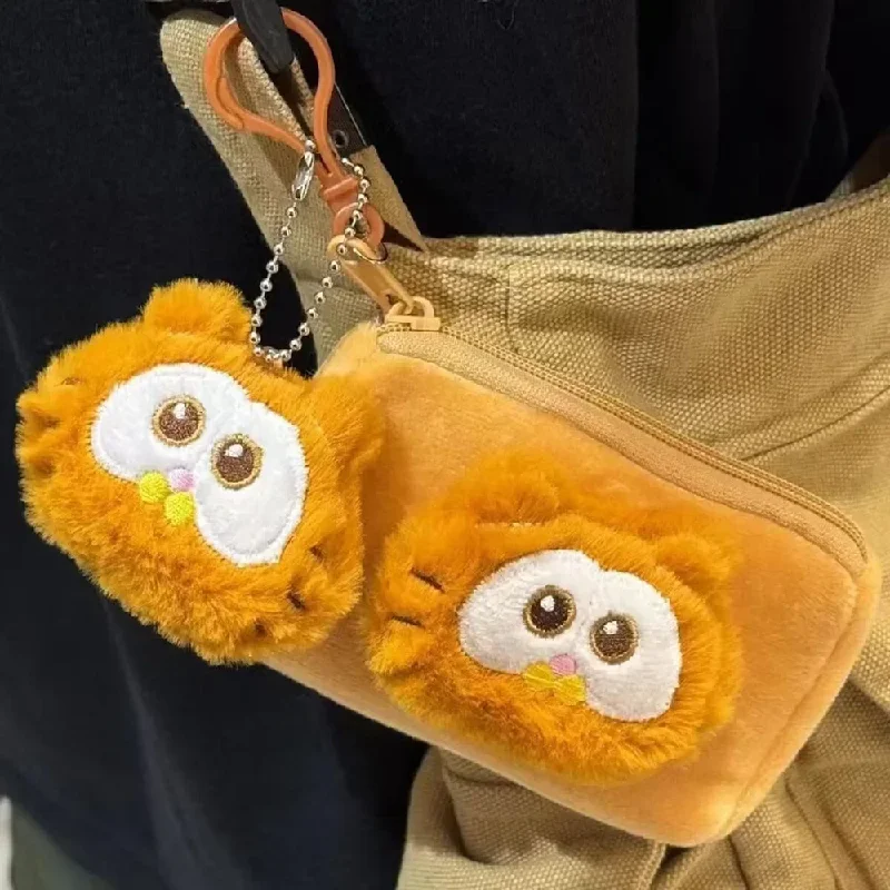 Cartoon Garfield Plush Cute Coin Purse Keychain Earphone Storage Bag Card Bag Sweet Backpack Pendant Doll Gifts For Friend