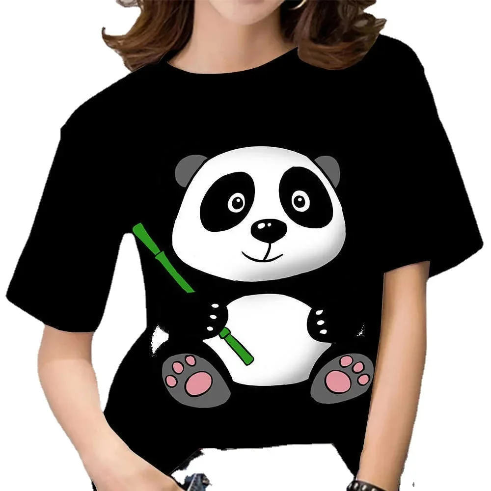 new style Panda Print Women's Casual Short Sleeve Fashion Everyday Everything T-shirt Oversized T Shirt  Aesthetic Clothes Tee