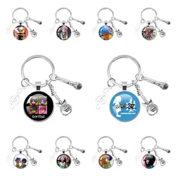 Virtual Bands Gorillaz 2D Noodle Music Themed Keychain Glass Pendant Key Chain For Fan of a Singer Keyring Gift