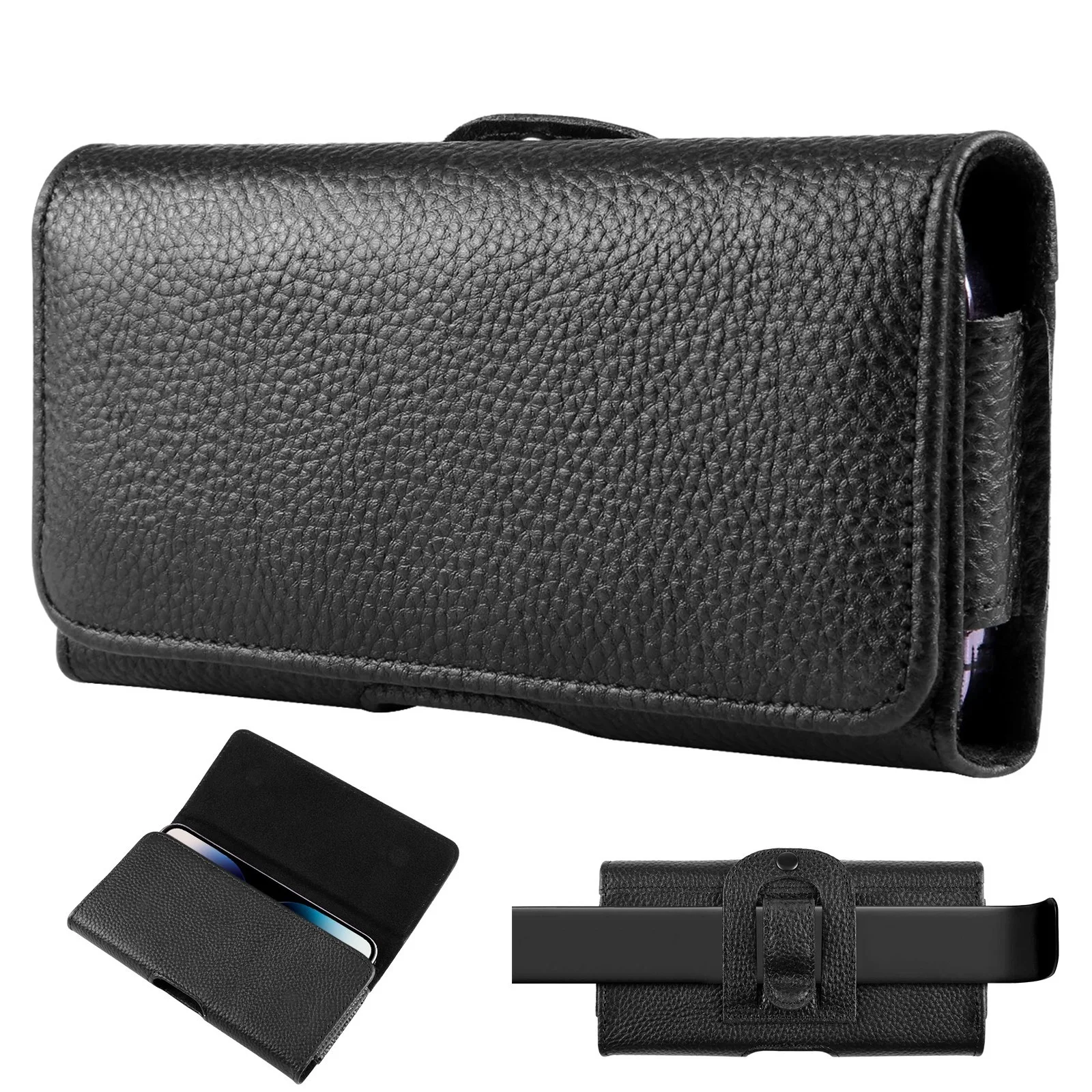 HAWEEL Phone Holster Case Genuine Leather Phone Belt Clip 4.7-6.8 inch Pouch bag Waist Bag For iPhone 15 Samsung Galaxy S23 5G