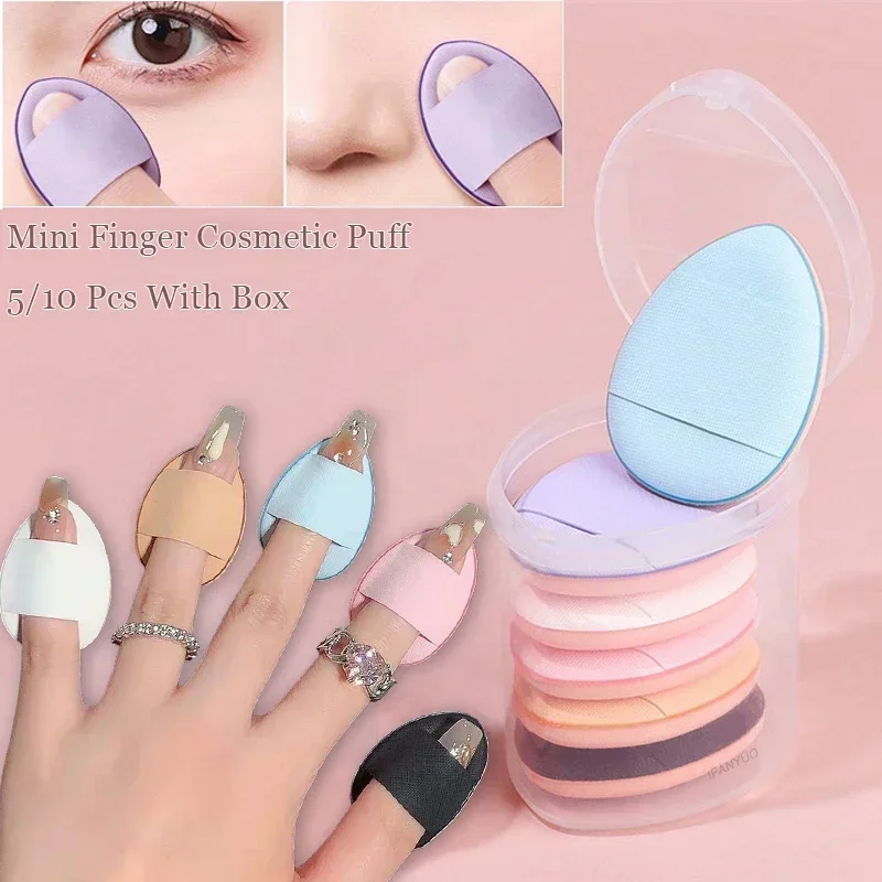 Mini fond de teint bouffant pour les doigts, petit coussin d'air, éponge en poudre, correcteur pour le visage, BB crème, applicateur cosmétique, outils de maquillage, 6/10 pièces