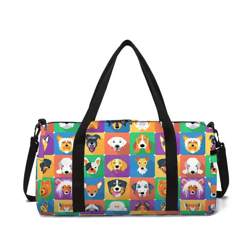 Classic animal horse panda cat dog 3D Printed Large Capacity Travel Bags Barrel Shape Crossbody Bag Sports Bags Gym Yoga Bag