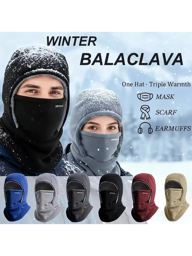 

Fleece Balaclava Cycling Cap Cold-proof Windproof Warm Hood and Hat Thicken Thermal Ski Windproof Cap Women Men 2026