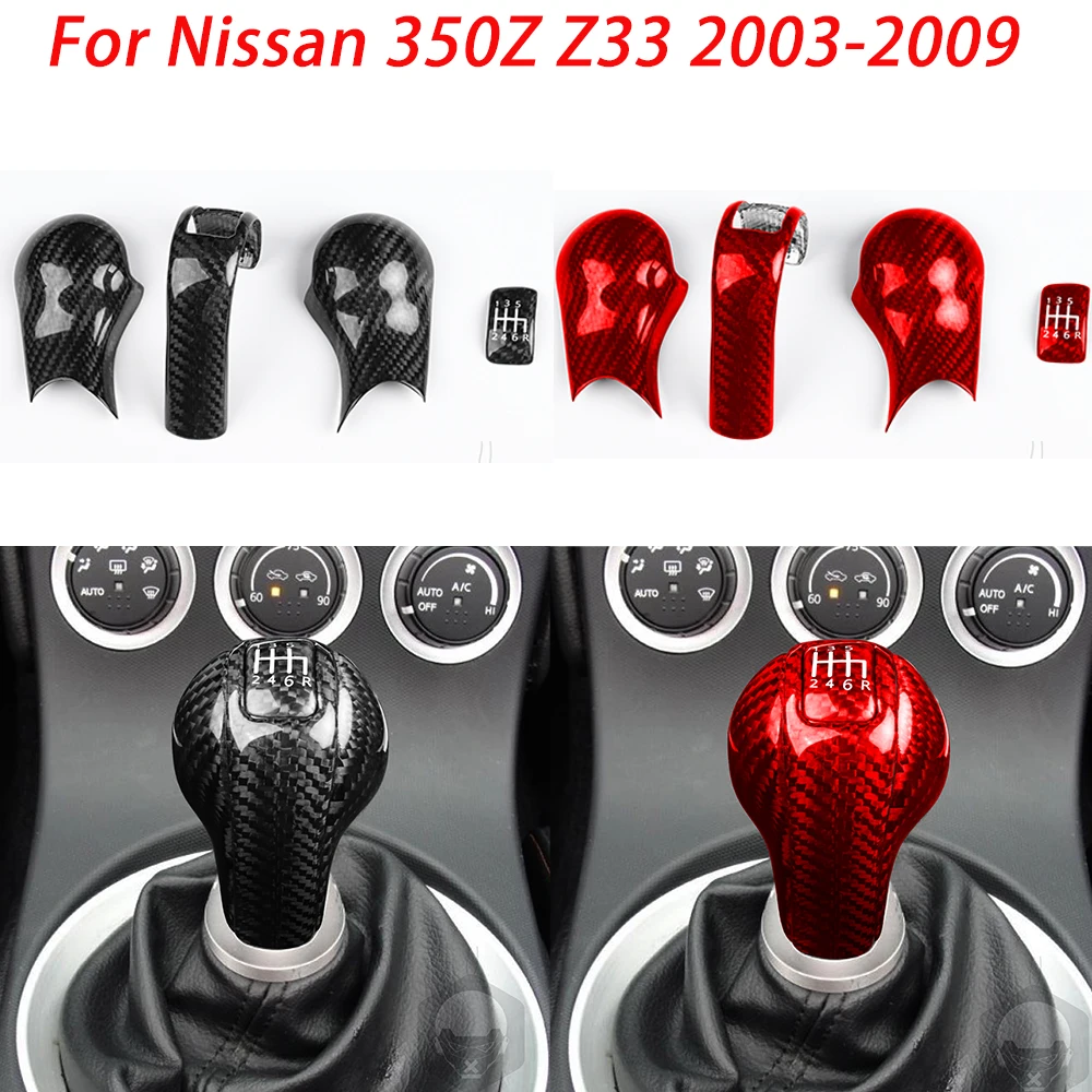 For Nissan 350Z Z33 2003 2004 2005 2006 2007 2008 2009 Real Dry Carbon Fiber Gear Shift Knob Car Modifications Trim Accessories