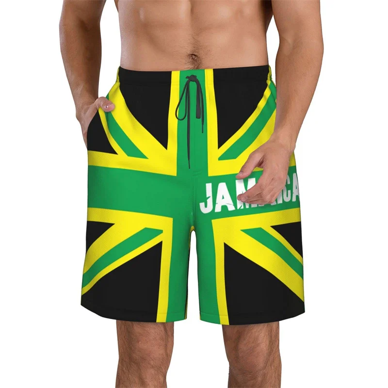 3D Jamaica Lion Flag Graphic Beach Shorts Pants Men Board Shorts Swimsuit homme 2024 Summer Swim Trunks Cool Kids y2k Ice Shorts